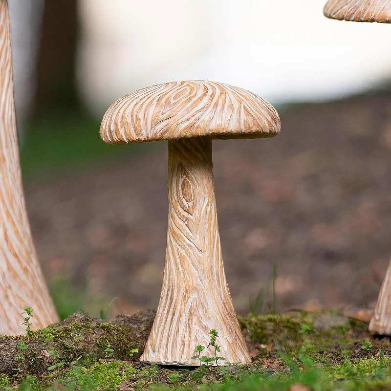 Small Carved Mushroom Garden Statue