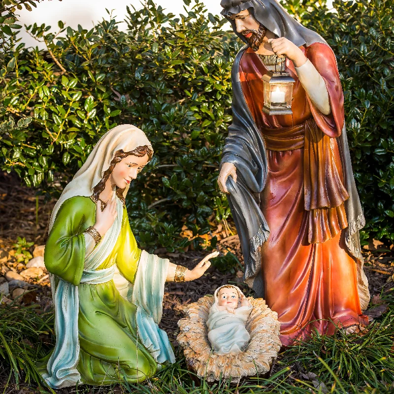 Nativity Set of 3: Mary, Joseph, and Baby Jesus, Full Color