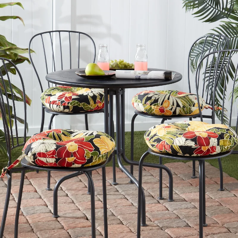 Aloha Floral 15-inch Round Outdoor Bistro Chair Cushion (Set of 4)