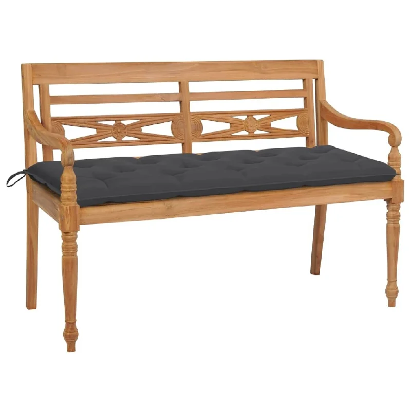 Batavia Bench with Anthracite Cushion 59.1" Solid Teak Wood