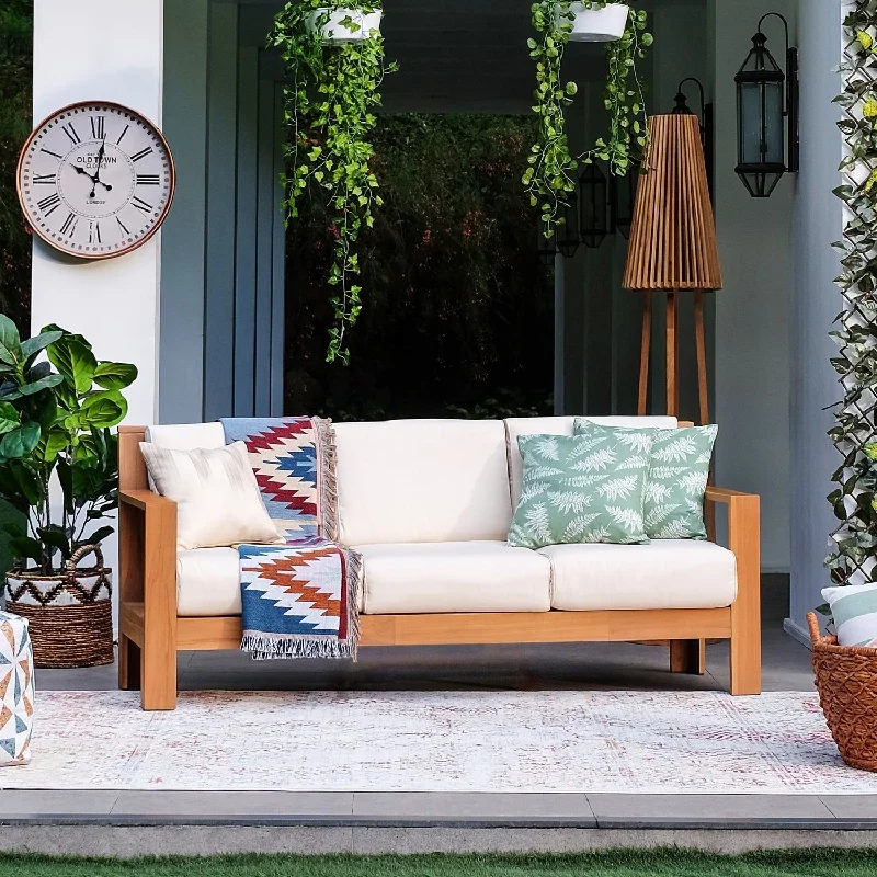 Cambridge Casual Logan Indonesian Teak Patio Sofa with Sunbrella Cushion