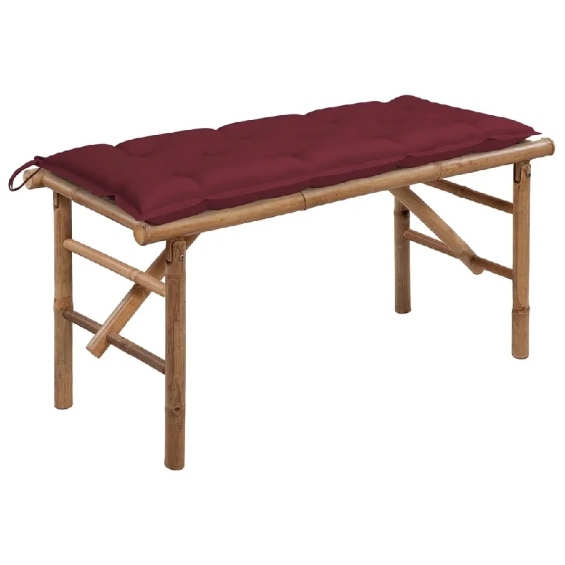 Folding Patio Bench with Cushion 46.5'' Bamboo