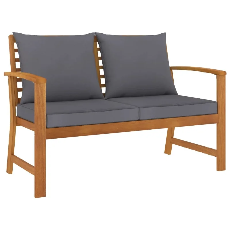 Garden Bench 47.2" with Dark Gray Cushion Solid Acacia Wood