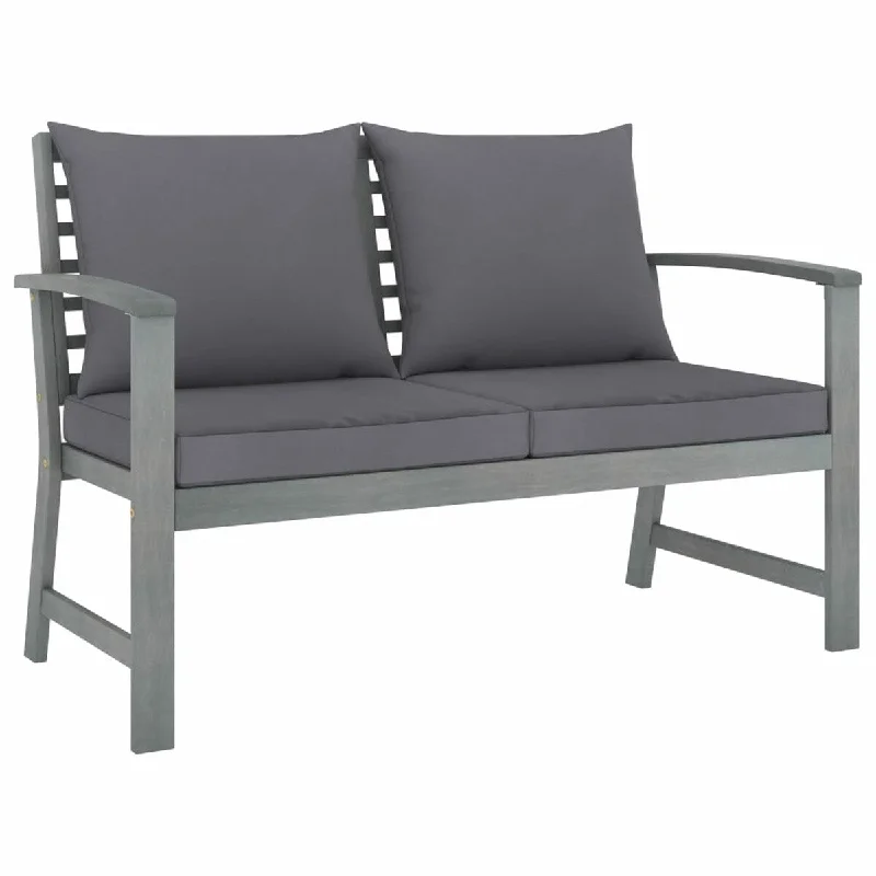 Garden Bench 47.2" with Dark Gray Cushion Solid Acacia Wood