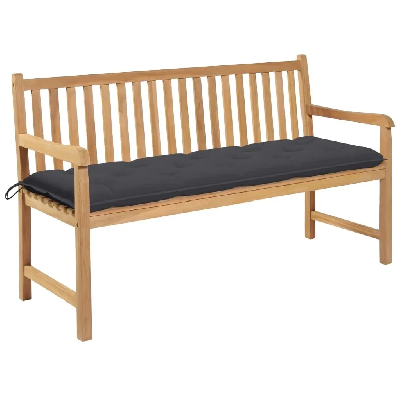 Garden Bench with Anthracite Cushion 59.1" Solid Teak Wood