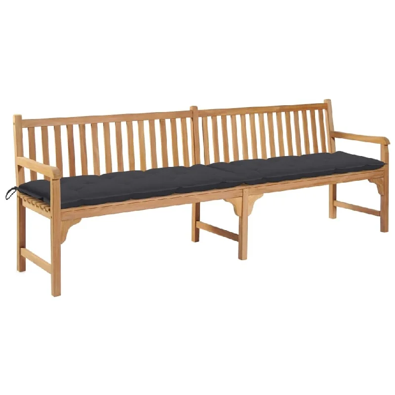 Garden Bench with Anthracite Cushion 94.5" Solid Teak Wood