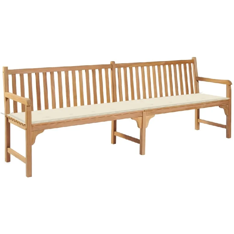 Garden Bench with Cream Cushion 94.5" Solid Teak Wood