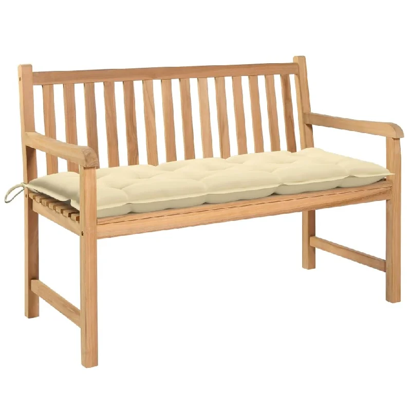 Garden Bench with Cream White Cushion 47.2" Solid Teak Wood