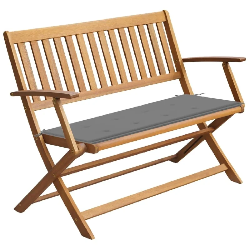 Garden Bench with Cushion 47.2" Solid Acacia Wood