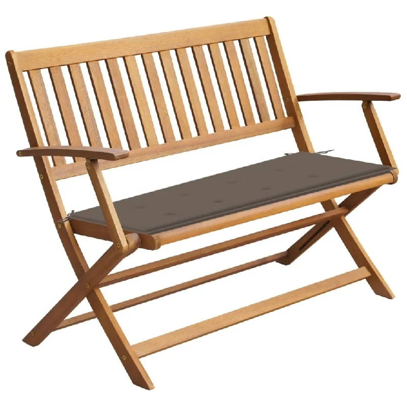 Garden Bench with Cushion 47.2" Solid Acacia Wood