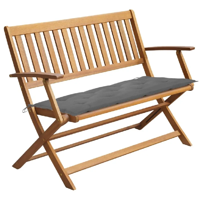 Garden Bench with Cushion 47.2" Solid Acacia Wood