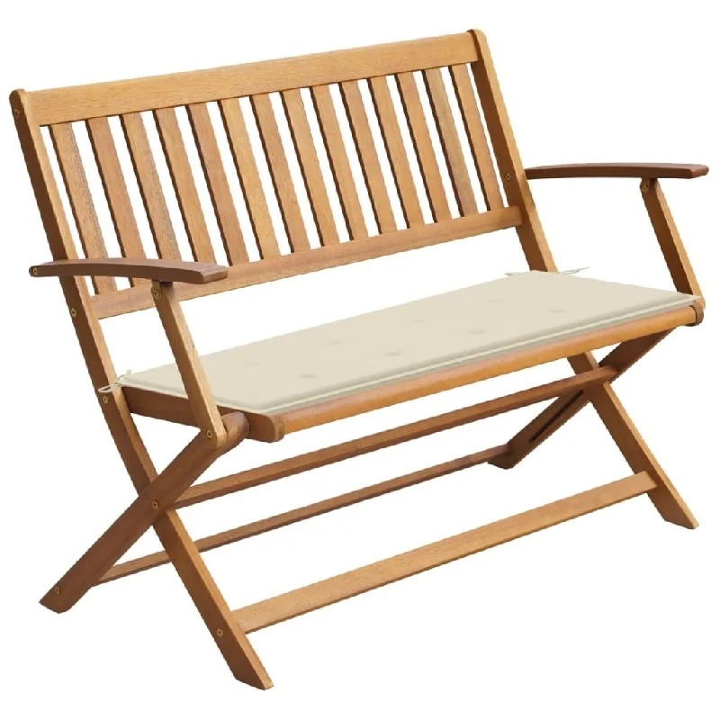 Garden Bench with Cushion 47.2" Solid Acacia Wood