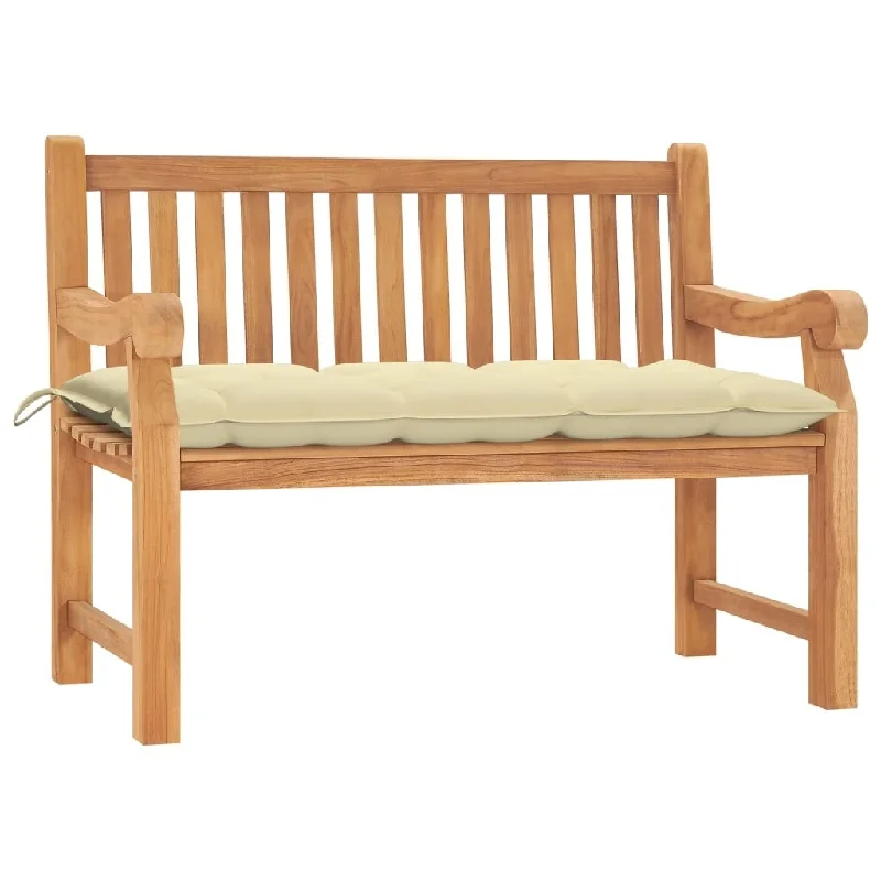 Garden Bench with Cushion 47.2" Solid Teak Wood