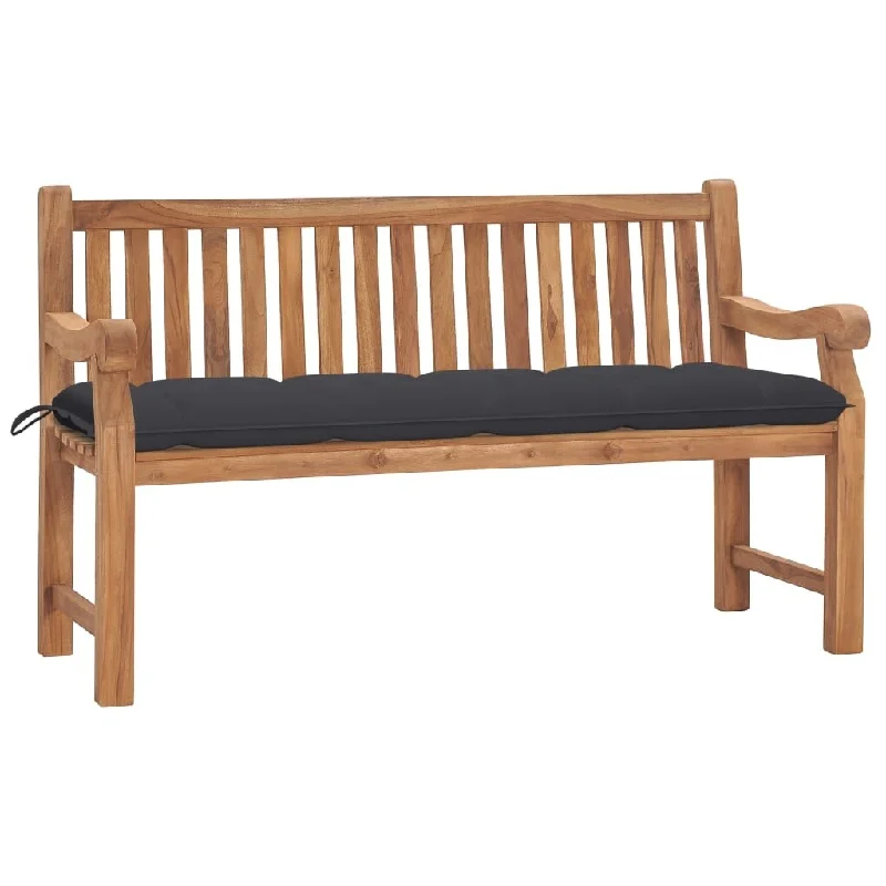 Garden Bench with Cushion 59.1" Solid Teak Wood