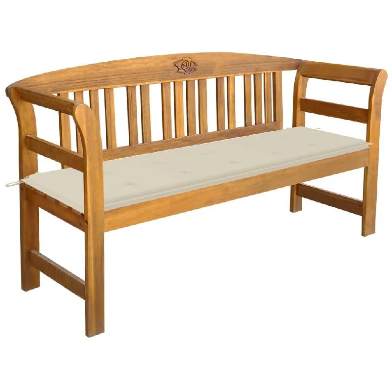 Garden Bench with Cushion 61.8" Solid Acacia Wood