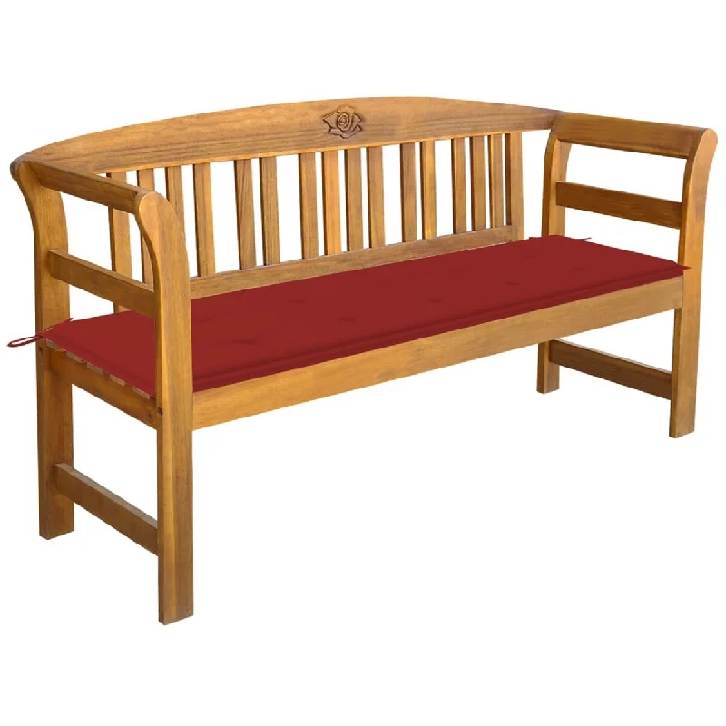 Garden Bench with Cushion 61.8" Solid Acacia Wood