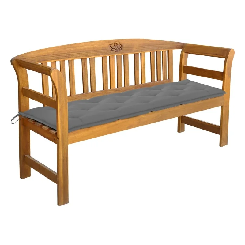 Garden Bench with Cushion 61.8" Solid Acacia Wood