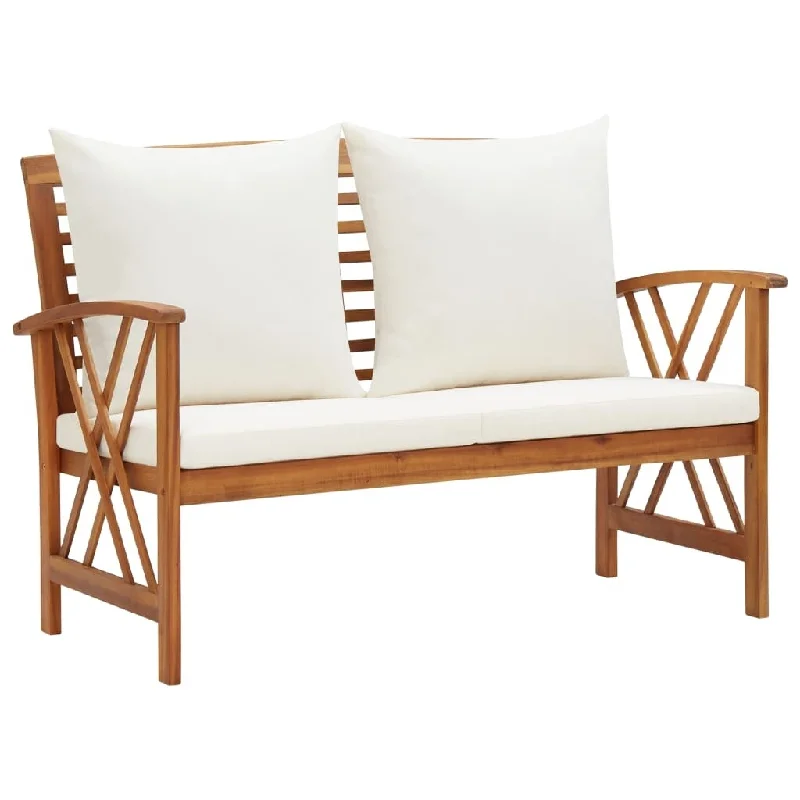 Garden Bench with Cushions 46.9" Solid Acacia Wood