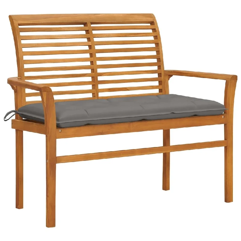 Garden Bench with Gray Cushion 44.1" Solid Teak Wood