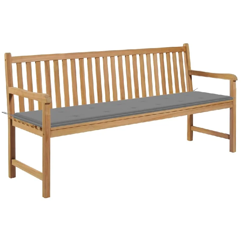 Garden Bench with Gray Cushion 68.9" Solid Teak Wood