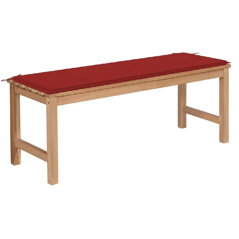 Garden Bench with Red Cushion 47.2" Solid Teak Wood