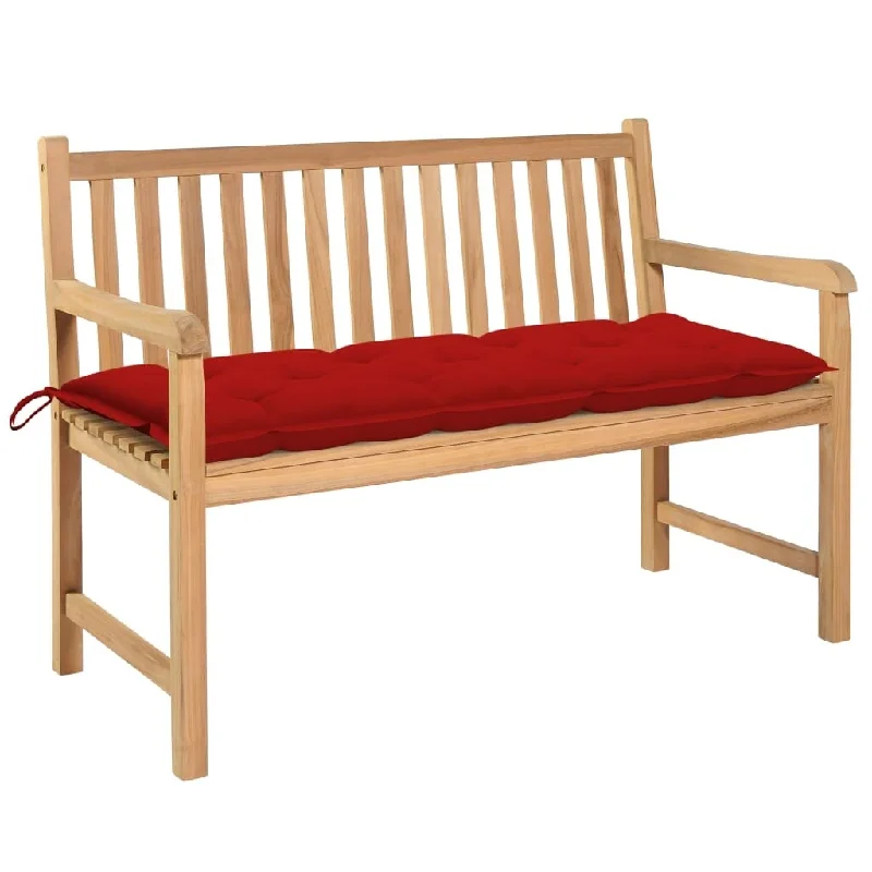 Garden Bench with Red Cushion 47.2" Solid Teak Wood