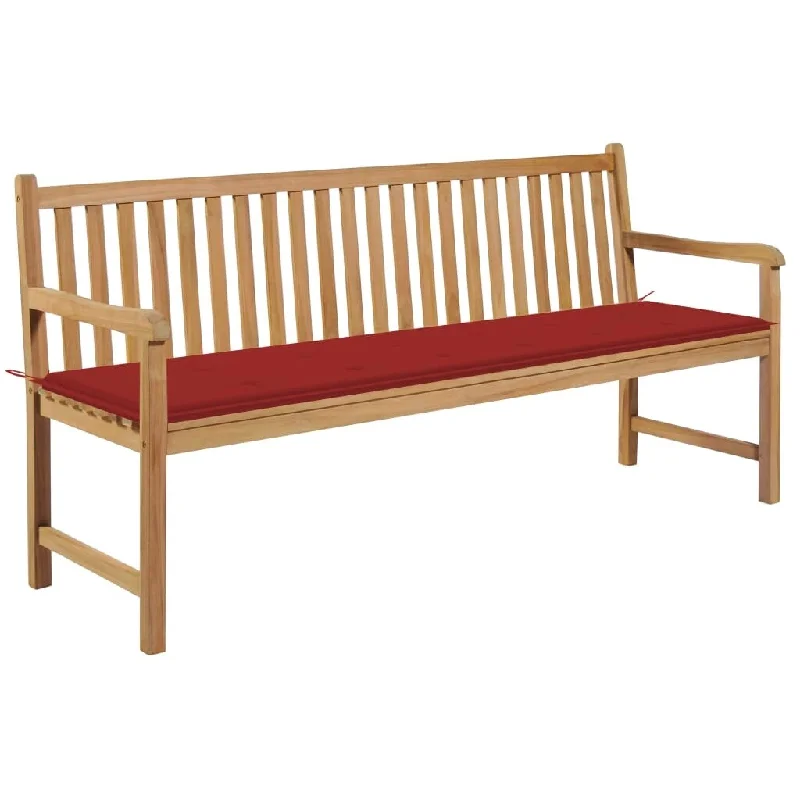 Garden Bench with Red Cushion 68.9" Solid Teak Wood