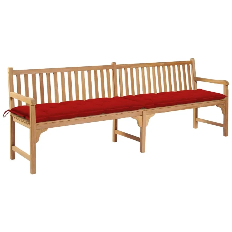 Garden Bench with Red Cushion 94.5" Solid Teak Wood