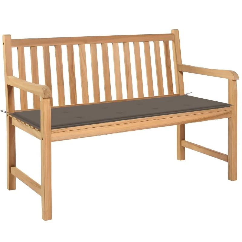 Garden Bench with Taupe Cushion 47.2" Solid Teak Wood