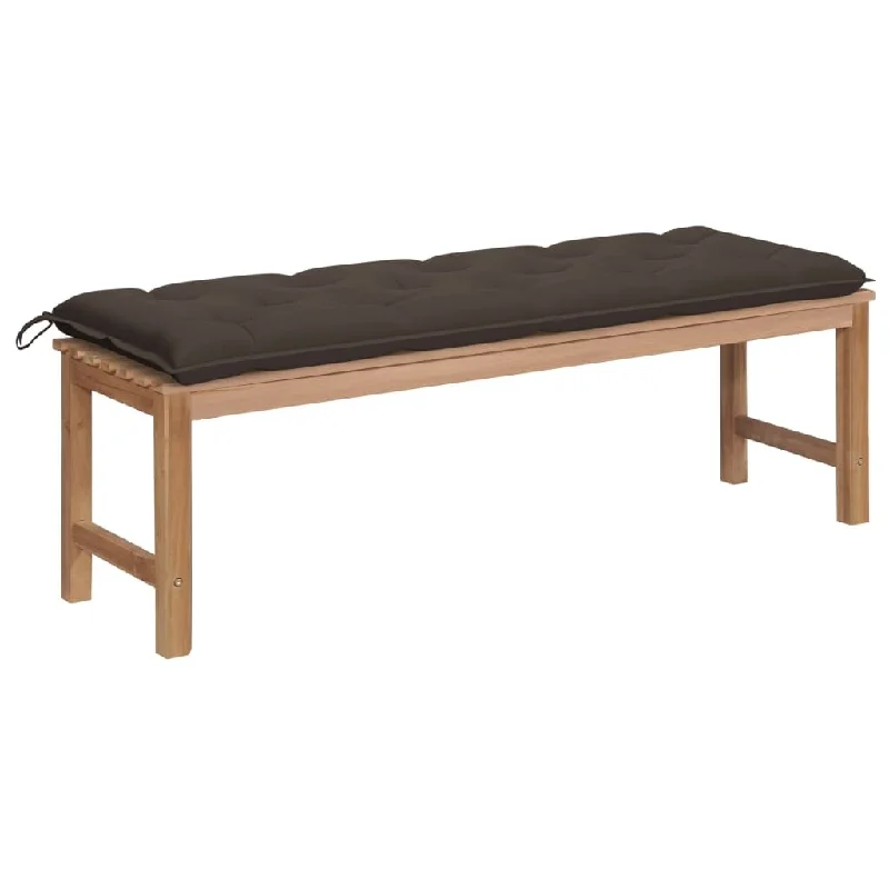 Garden Bench with Taupe Cushion 59.1" Solid Teak Wood