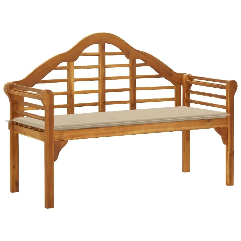 Garden Queen Bench with Cushion 53.1" Solid Acacia Wood