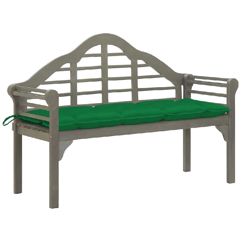 Garden Queen Bench with Cushion 53.1" Solid Acacia Wood Gray