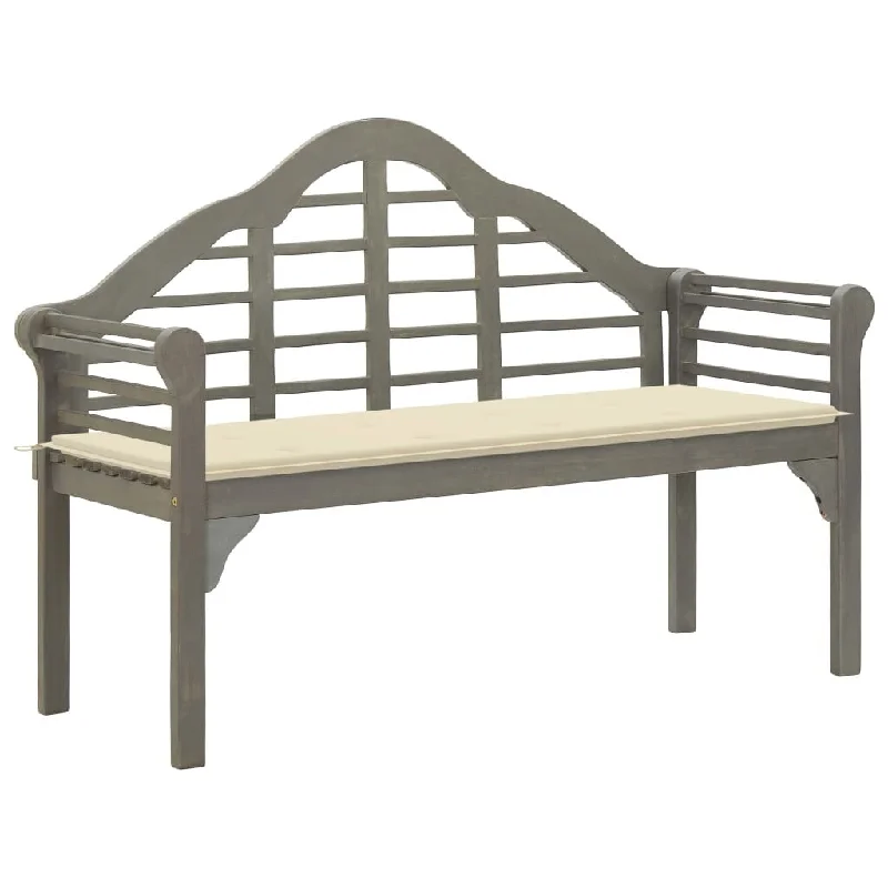 Garden Queen Bench with Cushion 53.1" Solid Acacia Wood Gray