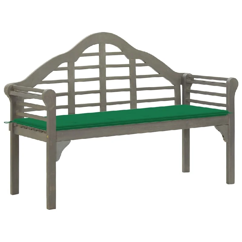 Garden Queen Bench with Cushion 53.1" Solid Acacia Wood Gray