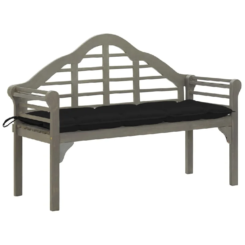 Garden Queen Bench with Cushion 53.1" Solid Acacia Wood Gray