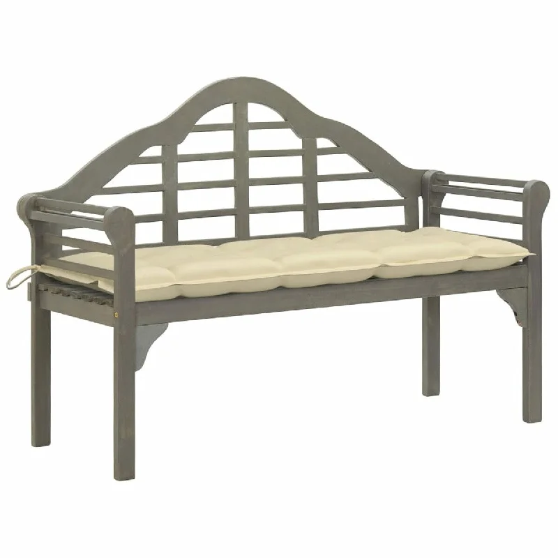 Garden Queen Bench with Cushion 53.1" Solid Acacia Wood Gray