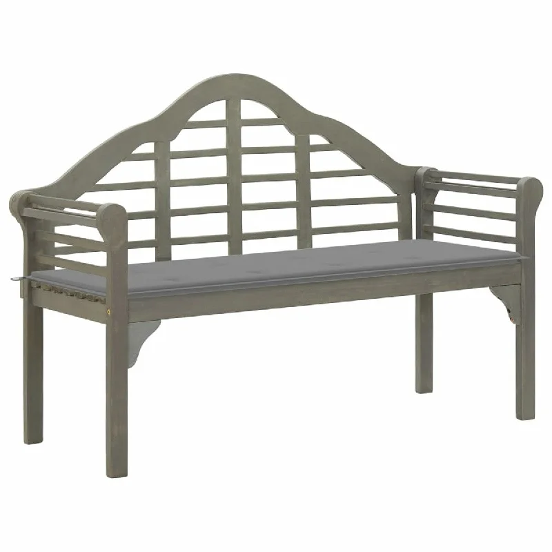 Garden Queen Bench with Cushion 53.1" Solid Acacia Wood Gray