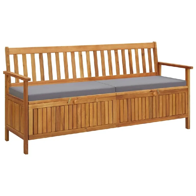 Garden Storage Bench with Cushion 66.9" Solid Acacia Wood