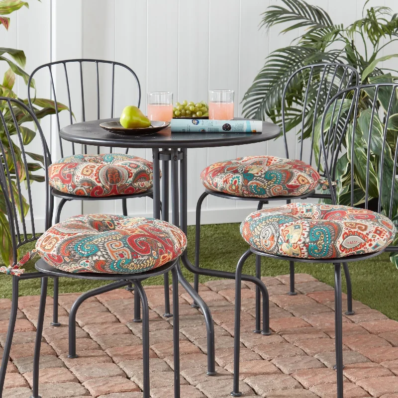 Greendale Global 15-inch Round Outdoor Bistro Chair Cushion (Set of 4)