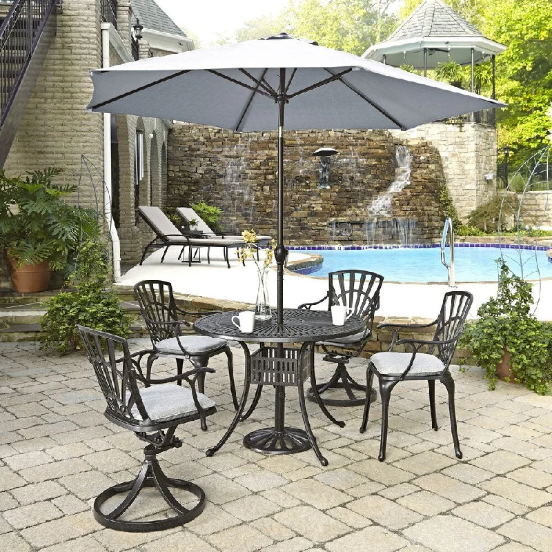 Largo 5-piece Dining Set with Umbrella and Cushions by Home Styles