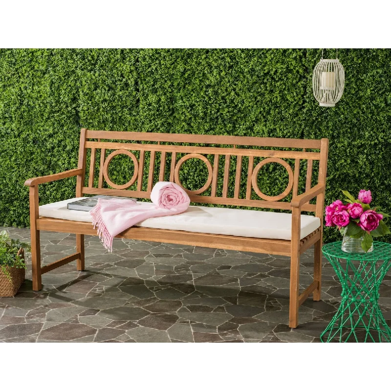 Montclair Indoor/Outdoor Modern Acacia Bench with Cushion