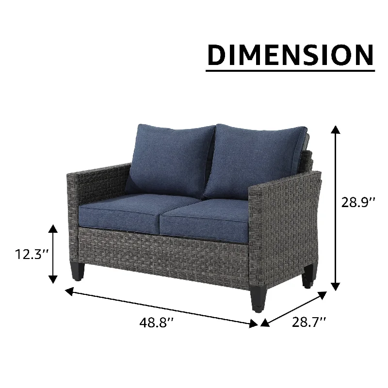 Outdoor Wicker Cushioned Loveseat