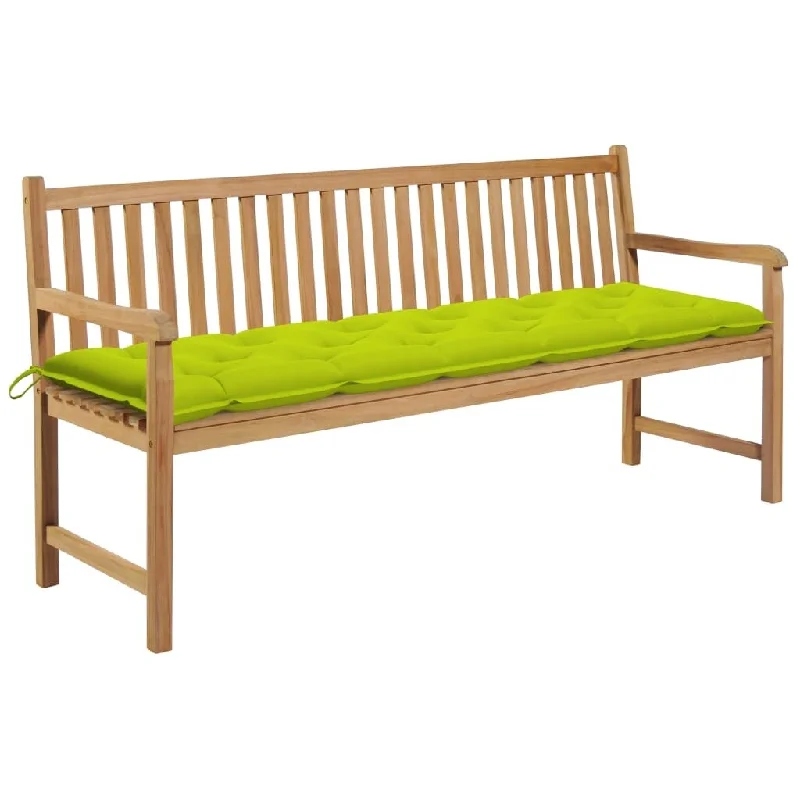 Patio Bench with Bright Green Cushion 68.9" Solid Teak Wood