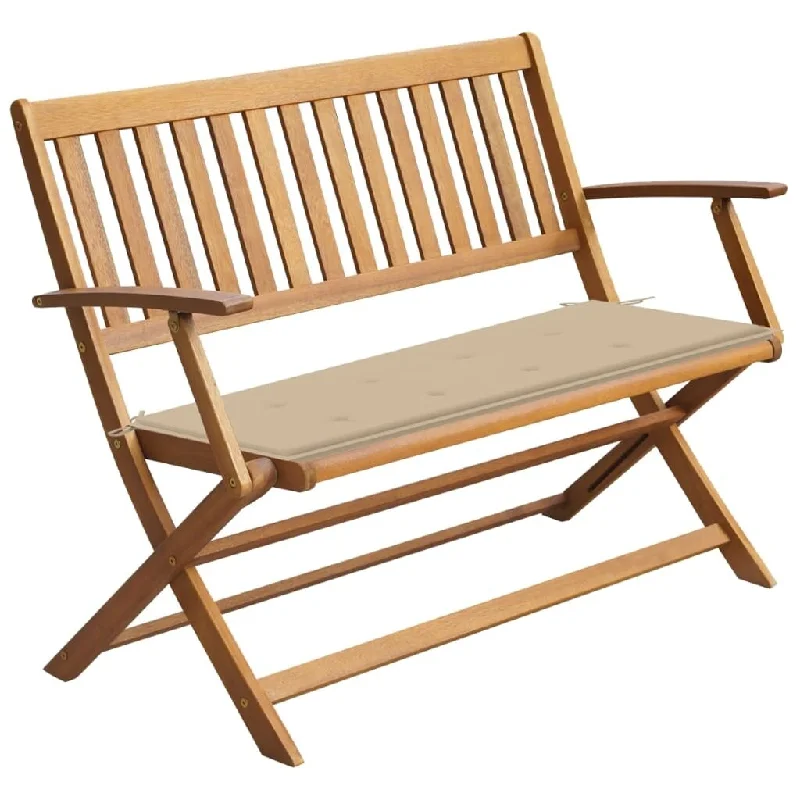 Patio Bench with Cushion 47.2" Solid Acacia Wood