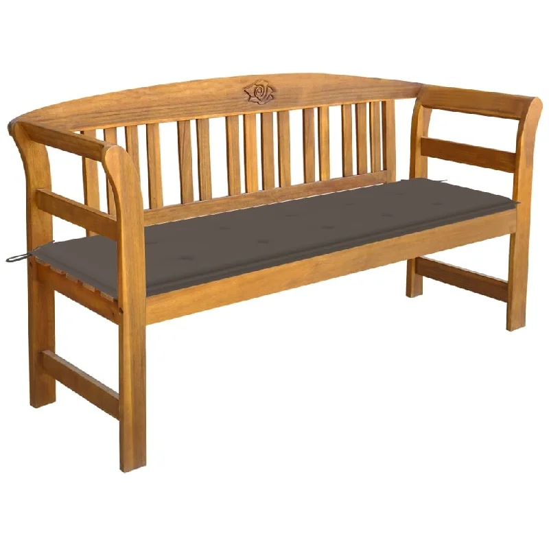 Patio Bench with Cushion 61.8" Solid Acacia Wood