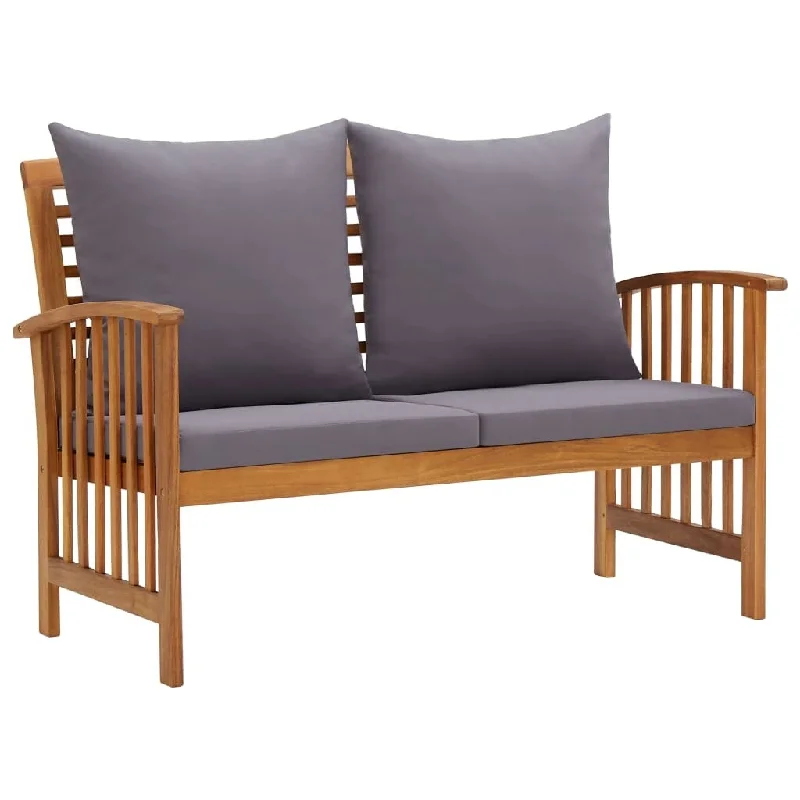 Patio Bench with Cushions 46.9" Solid Acacia Wood