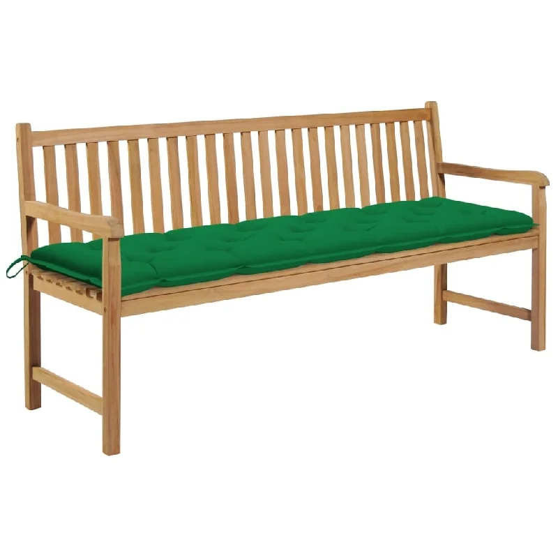 Patio Bench with Green Cushion 68.9" Solid Teak Wood