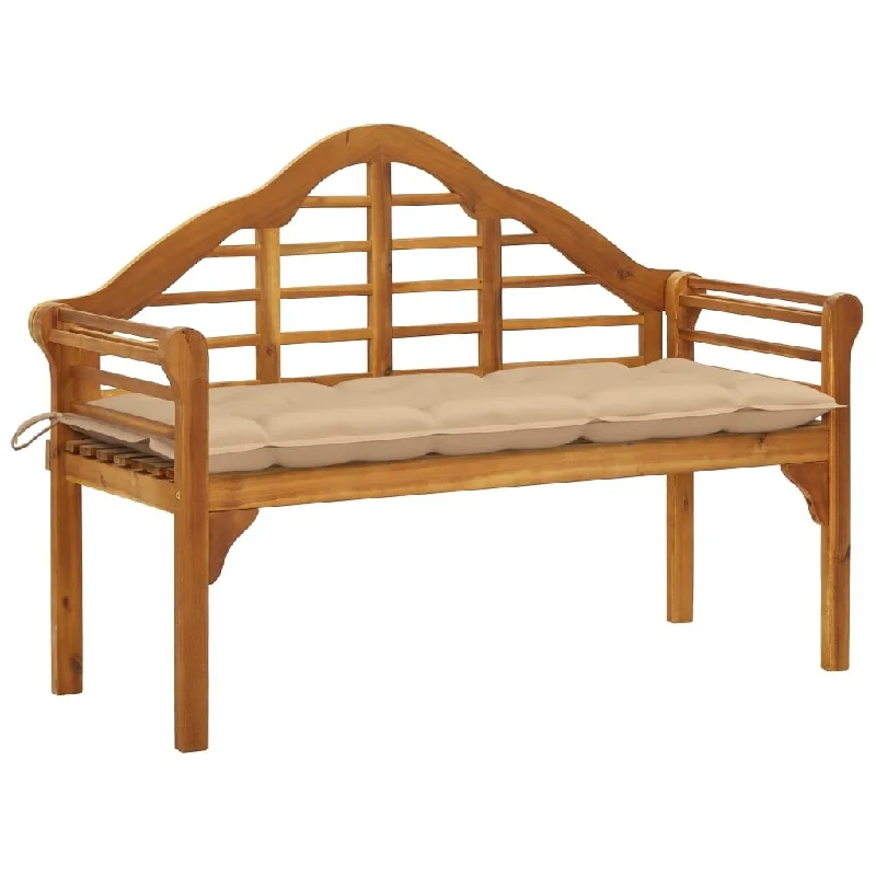 Patio Queen Bench with Cushion 53.1" Solid Acacia Wood