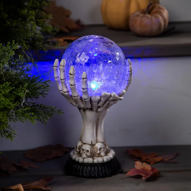 LED Skull Hand Globe Statuary