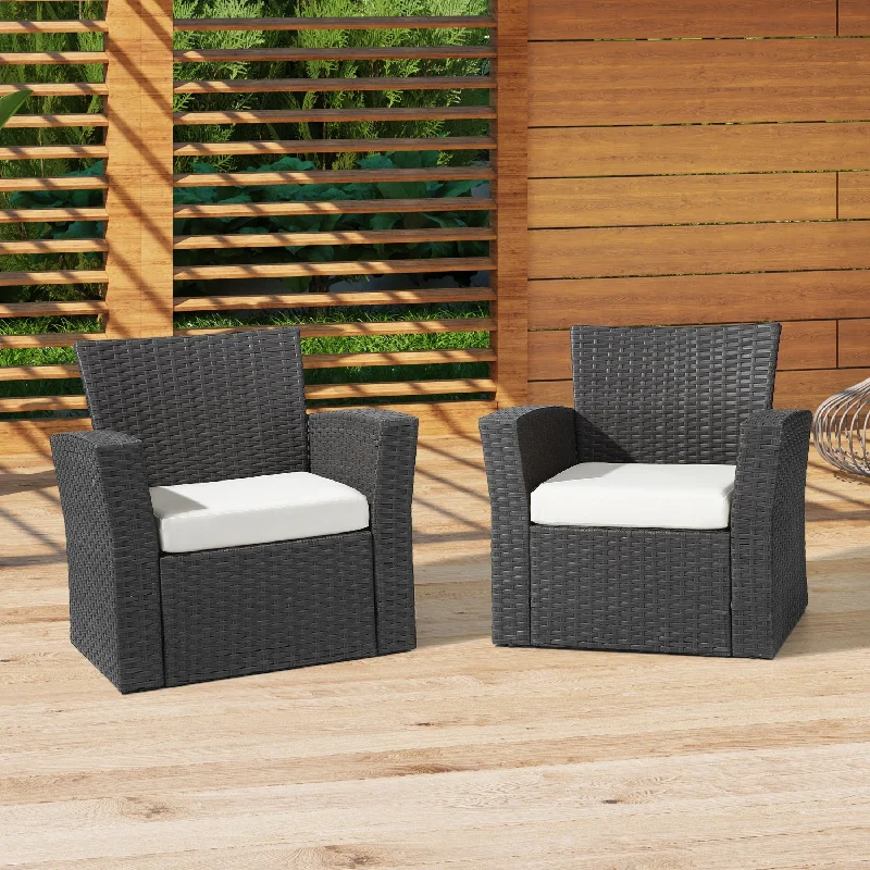 Polytrends Fading Free All Weather Outdoor Patio Seat Cushions (Set of 2) - Without Welt